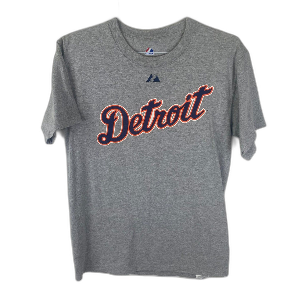 Detroit Tigers Majestic Retro Magglio Ordonez T-shirt Jersey Grey Men's Medium